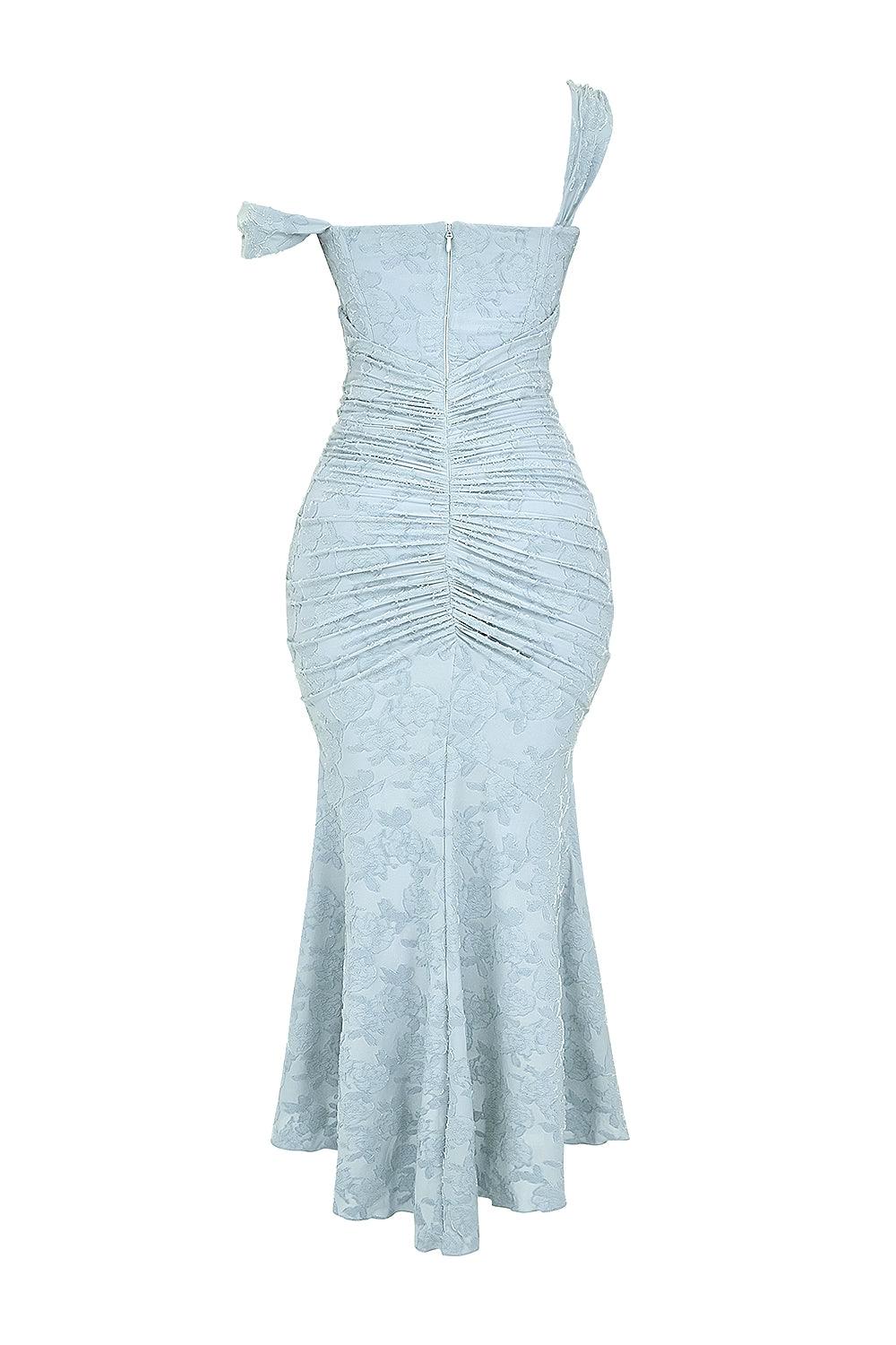 Giulia | Abito maxi floreale blu campanula