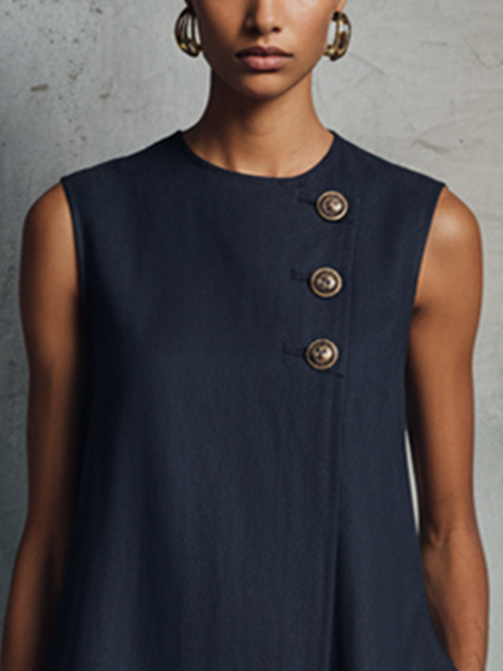 Abito Smanicato Elisa – Minimal Chic Blu Navy