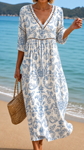 Alessandra | Abito Midi Blu Mediterraneo