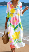Viviana | Abito Midi Fiori Colorati