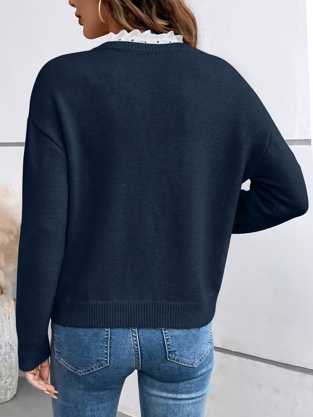Yara - Feminine Lace Knit Jumper