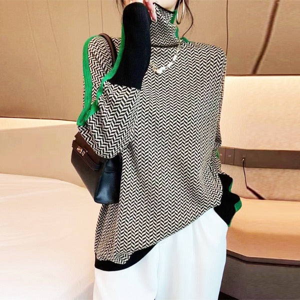 Marieke - Bold Striped Turtleneck