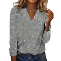 Emma Shiny Sequin V-Neck Blouse