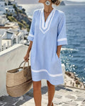 Beatrice | Abito Vintage a Righe con Scollo a V