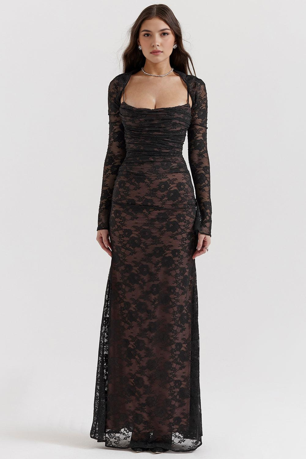 Celeste | Abito Maxi in Pizzo