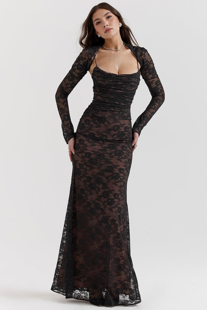Celeste | Abito Maxi in Pizzo