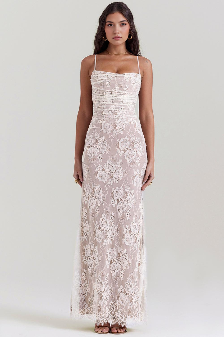 Celeste | Abito Maxi in Pizzo